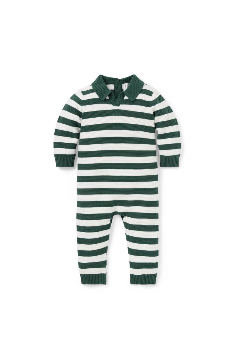 Janie and Jack Baby Striped Rugby One-Piece, Main, color, Green
