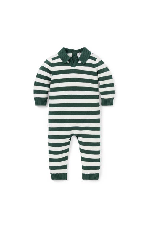 Janie And Jack Baby Striped Rugby One-piece In Green