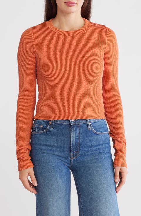 Long Sleeve Ribbed Crop Top