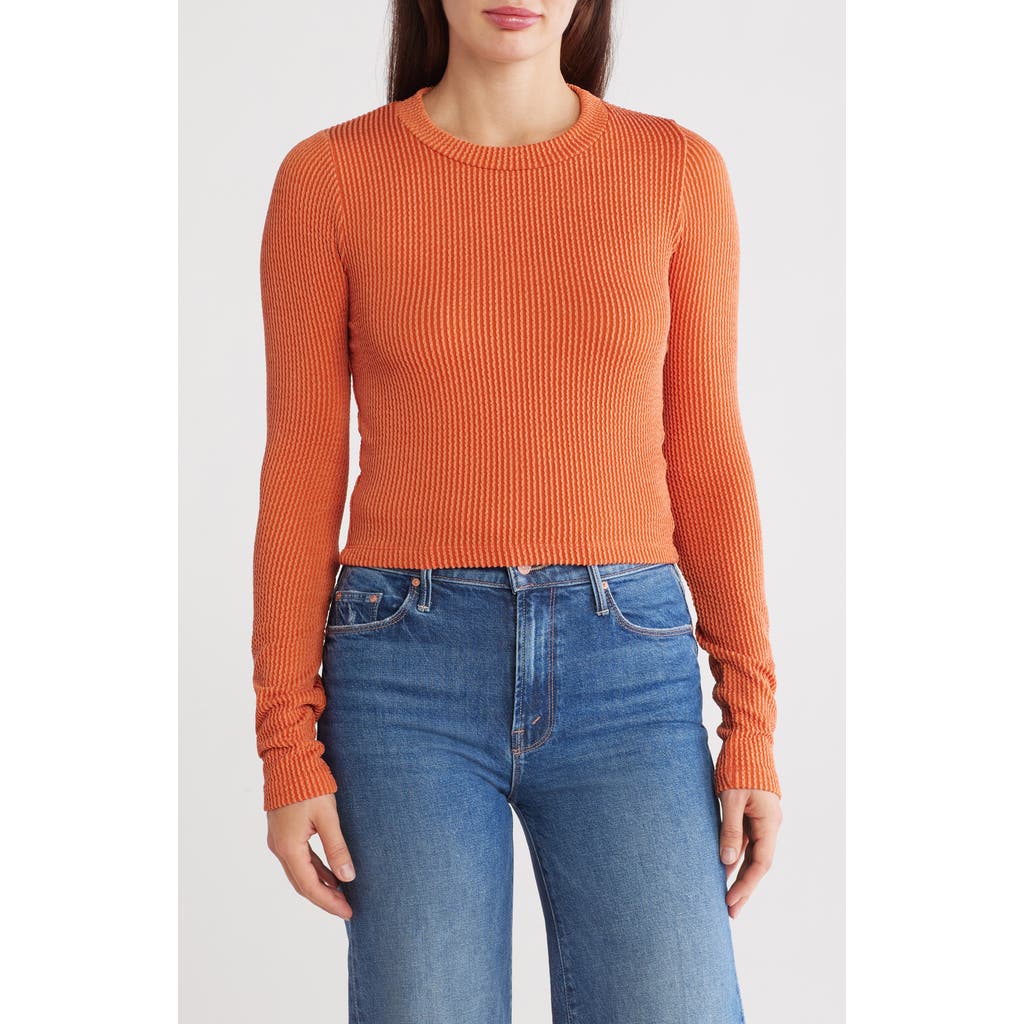 Renee C Women's Textured Knit Crop Top In Rust