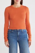 Renee C Long Sleeve Ribbed Crop Top