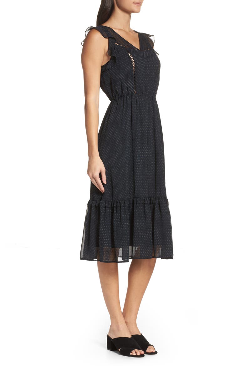 BB Dakota Carra Ruffle A-Line Dress, Alternate, color, NAVY