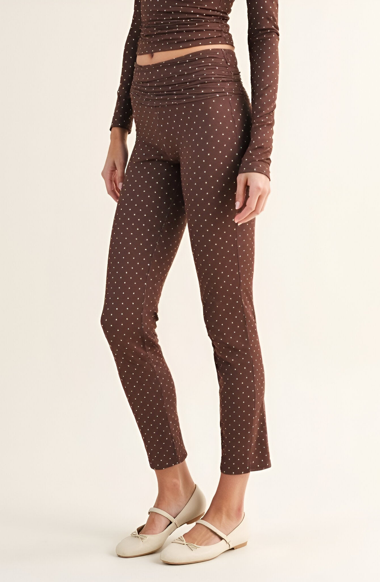 Modenaire Polka Dot Print High Waist Full-Length Leggings with Wide Waistband, Alternate, color, 