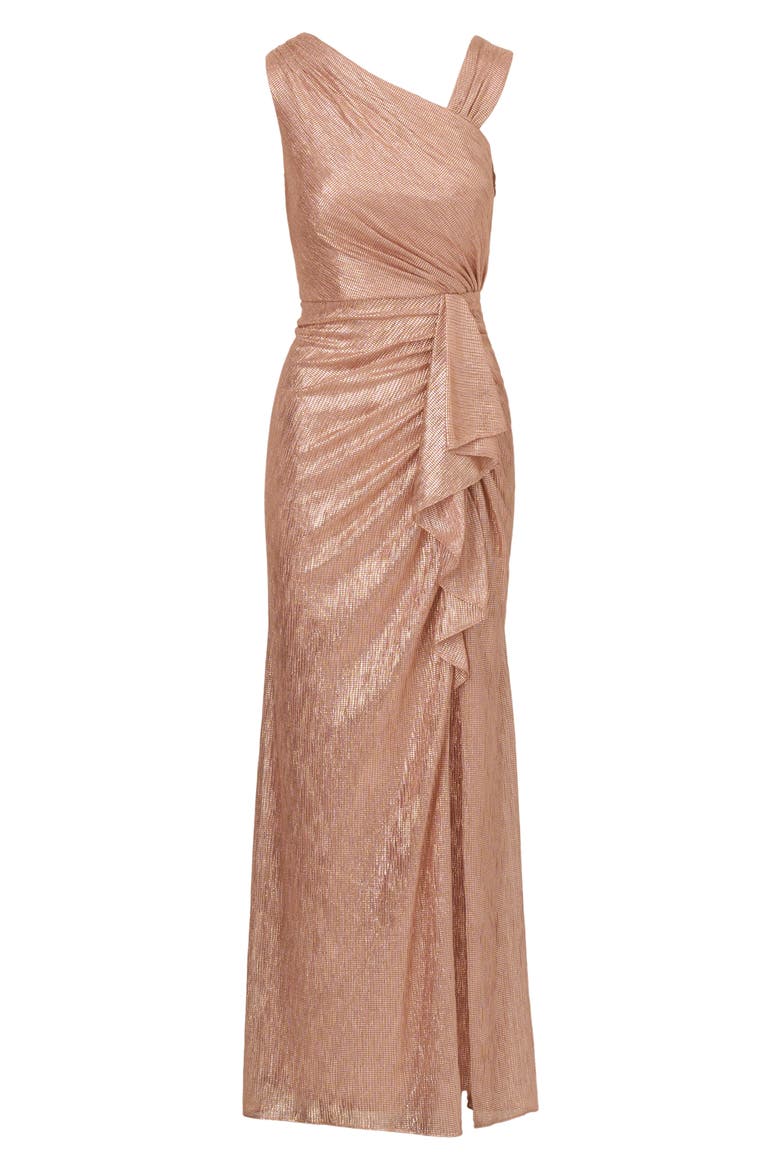 Metallic Foil Gown, Alternate, color, ROSE GOLD