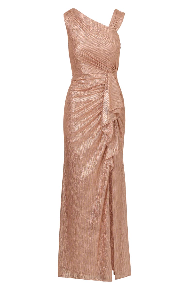 Adrianna Papell Metallic Foil Gown, Alternate, color, Rose Gold