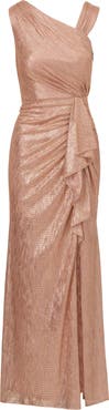 Adrianna Papell Metallic Foil Gown