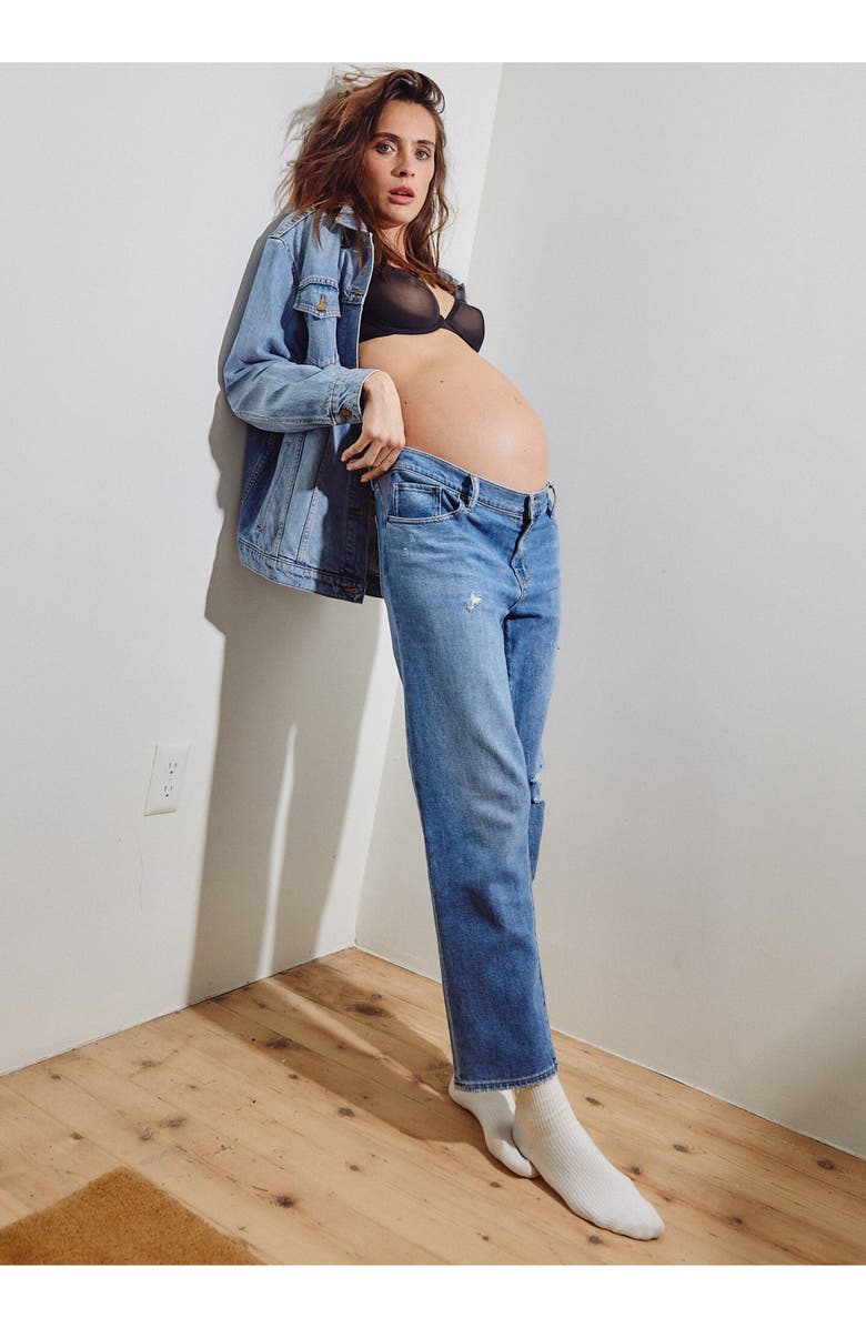 HATCH The Boyfriend Maternity Jean, Alternate, color, Destroyed Light Wash