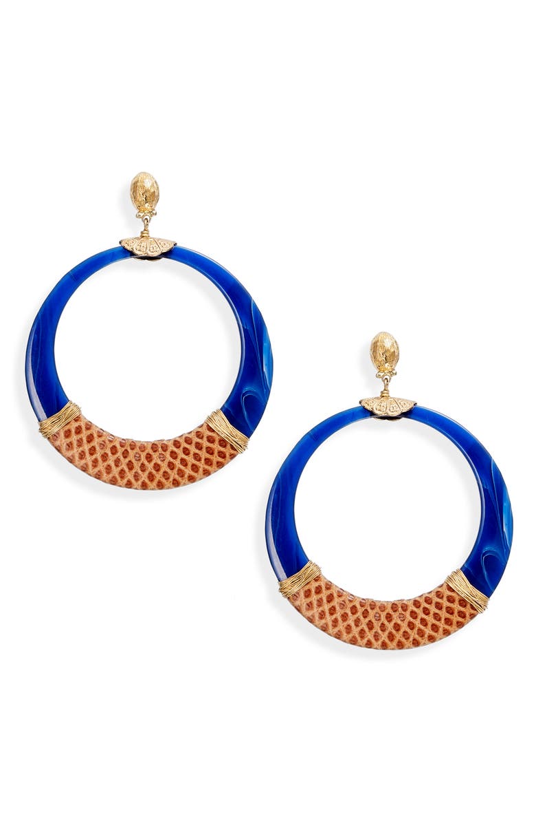 Gas Bijoux Lodge Genuine Snakeskin Wrapped Hoop Earrings, Main, color,