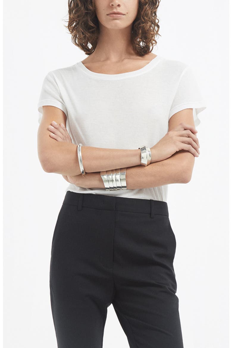 Crewneck Short Sleeve T-Shirt in Cotton Jersey, Alternate, color, Ivory