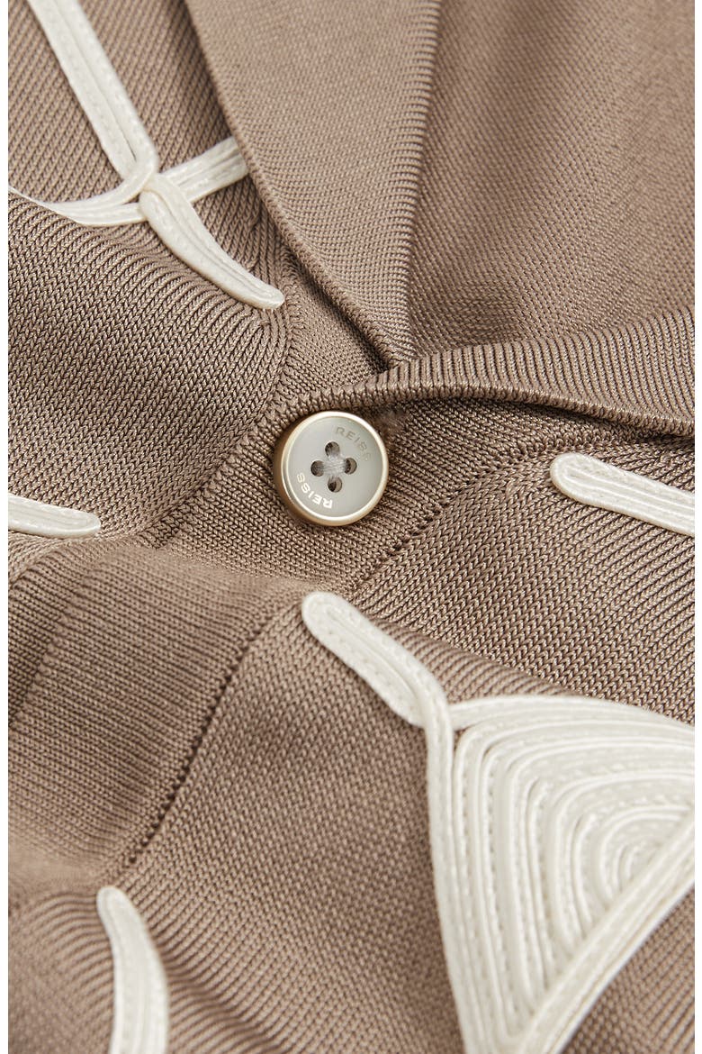Terrazzo Soutache Short Sleeve Cardigan, Alternate, color, TAUPE BROWN