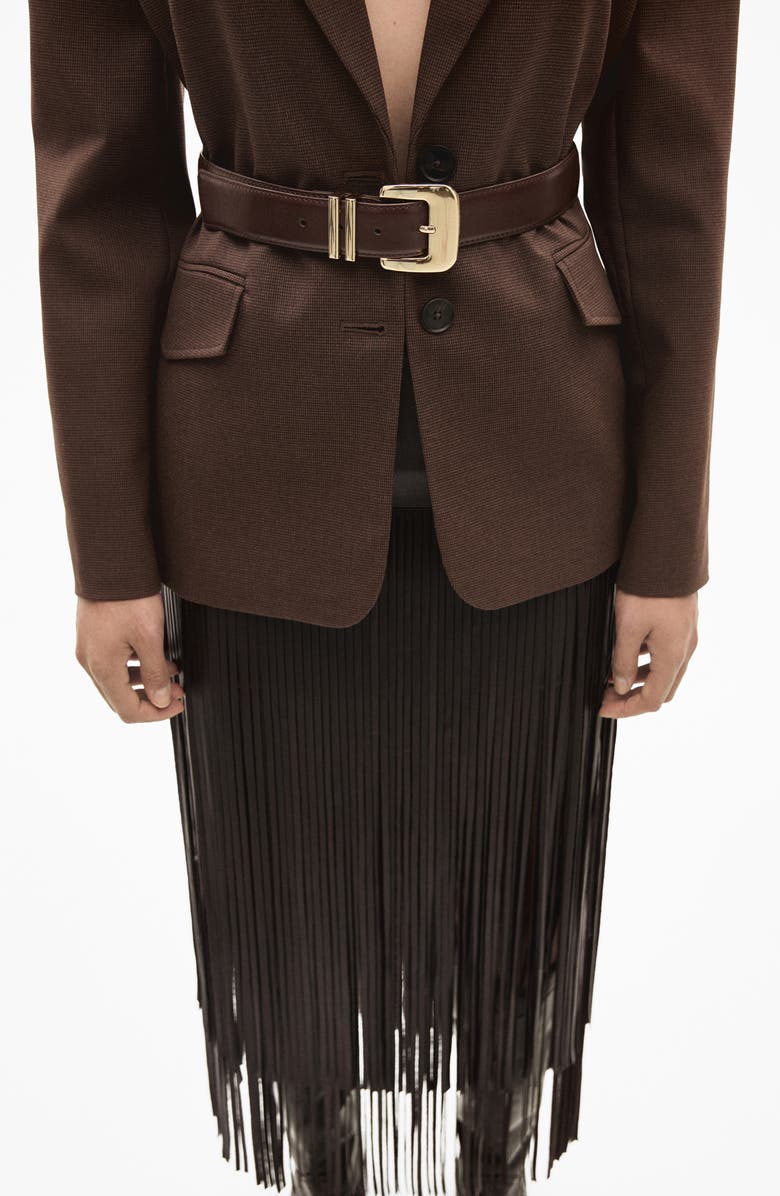 MANGO Fringe High Waist Faux Leather Skirt, Alternate, color, 