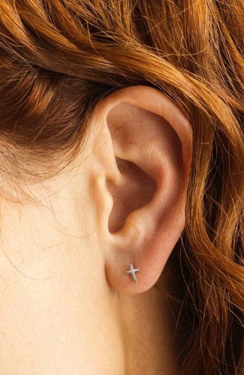 Made By Mary Cross Stud Earrings In Silver