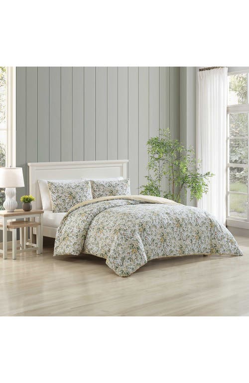 Laura Ashley 3-piece Comforter & Sham Quilt Set In Gold/cream