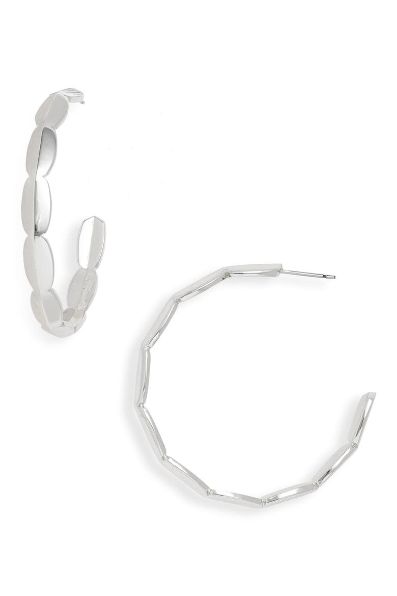 Brooke Hoop Earrings, Main, color, RHODIUM