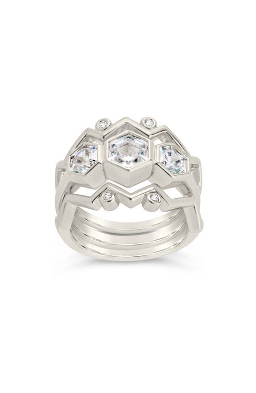 Sterling Forever Caterina Cz Stacking Ring Set Of 3 In Metallic
