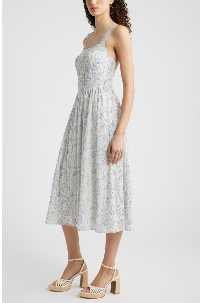 Floral Sleeveless Fit & Flare Sundress, Alternate, color, BLUE FLORAL