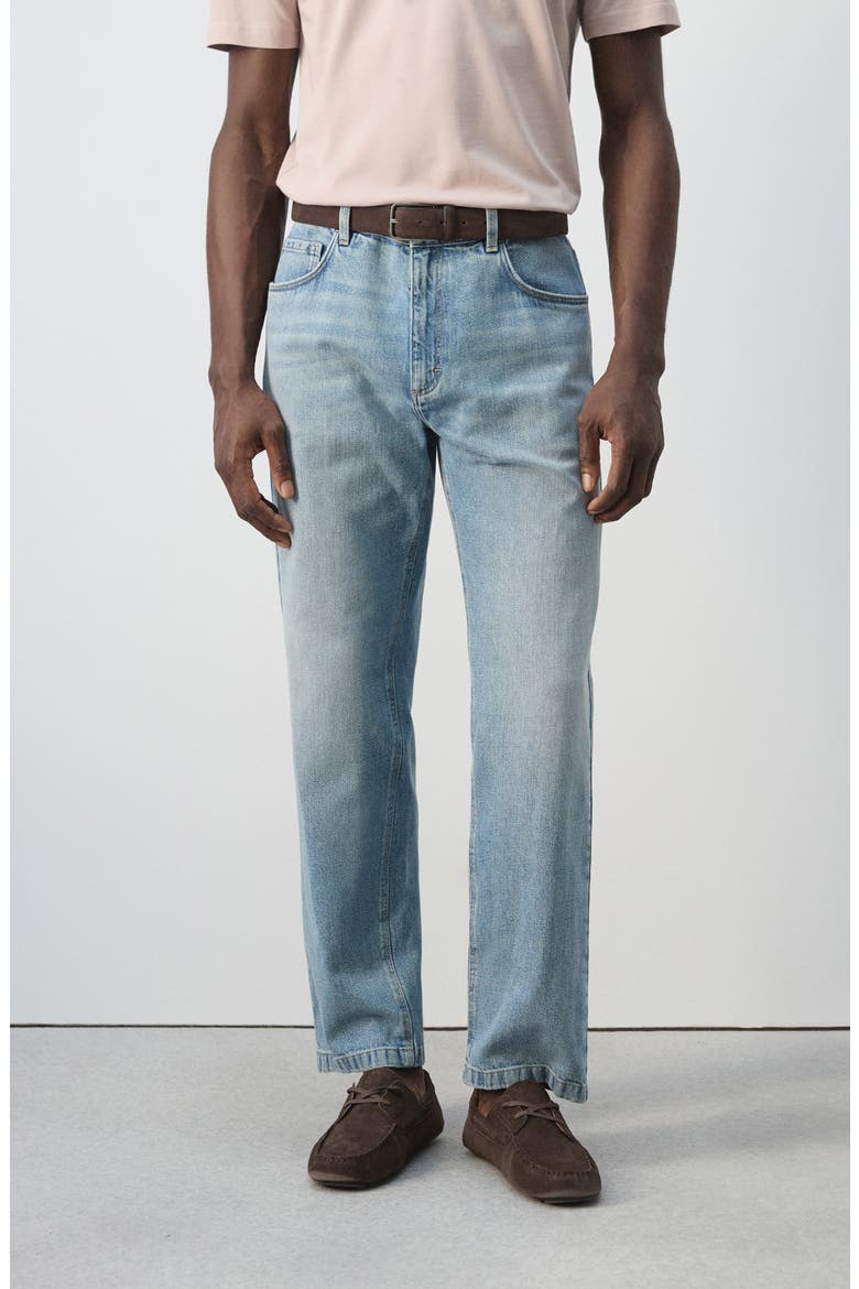 Cotton & Linen Straight Leg Jeans, Alternate, color, LIGHT VINTAGE BLUE