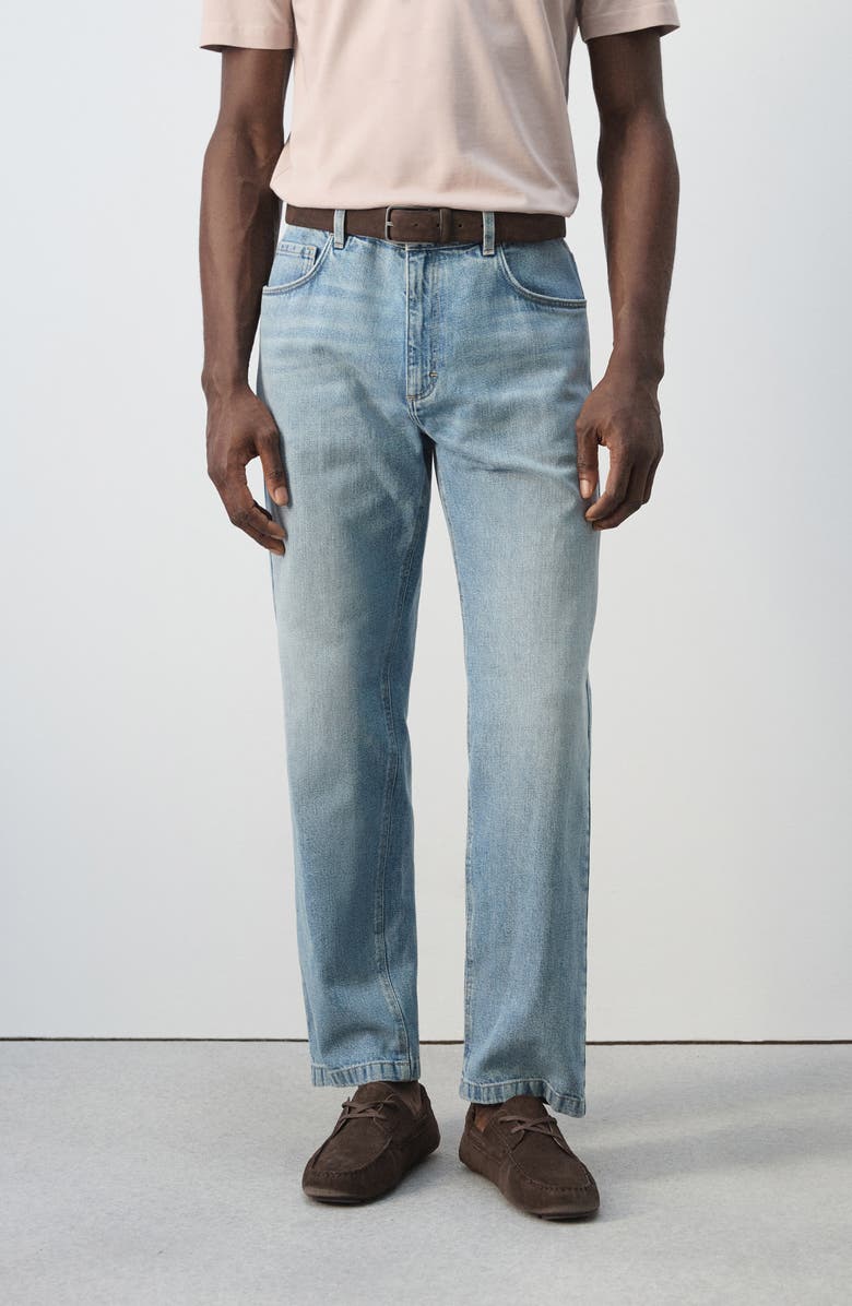 MANGO Cotton & Linen Straight Leg Jeans, Alternate, color, Light Vintage Blue