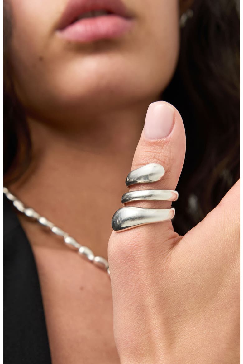 Triple Spiral Statement Ring in Silver tone, Alternate, color, Silver