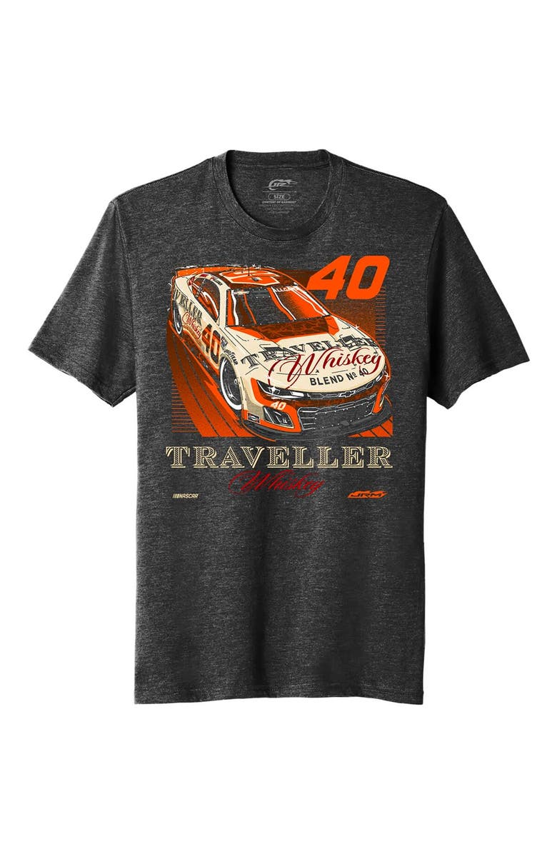 JR MOTORSPORTS OFFICIAL TEAM APPAREL Men's JR Motorsports Official Team Apparel Heather Black Justin Allgaier Traveller Whiskey Car T-Shirt, Alternate, color, Heather Black
