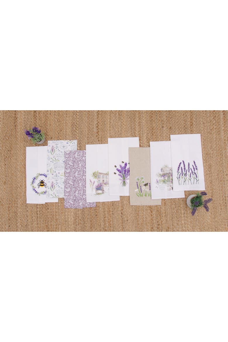 27" x 18" Lavender Cat Villa Jardin de Fleurs Kitchen and Bathroom Graphic Print Hand Towel, Alternate, color, Purple