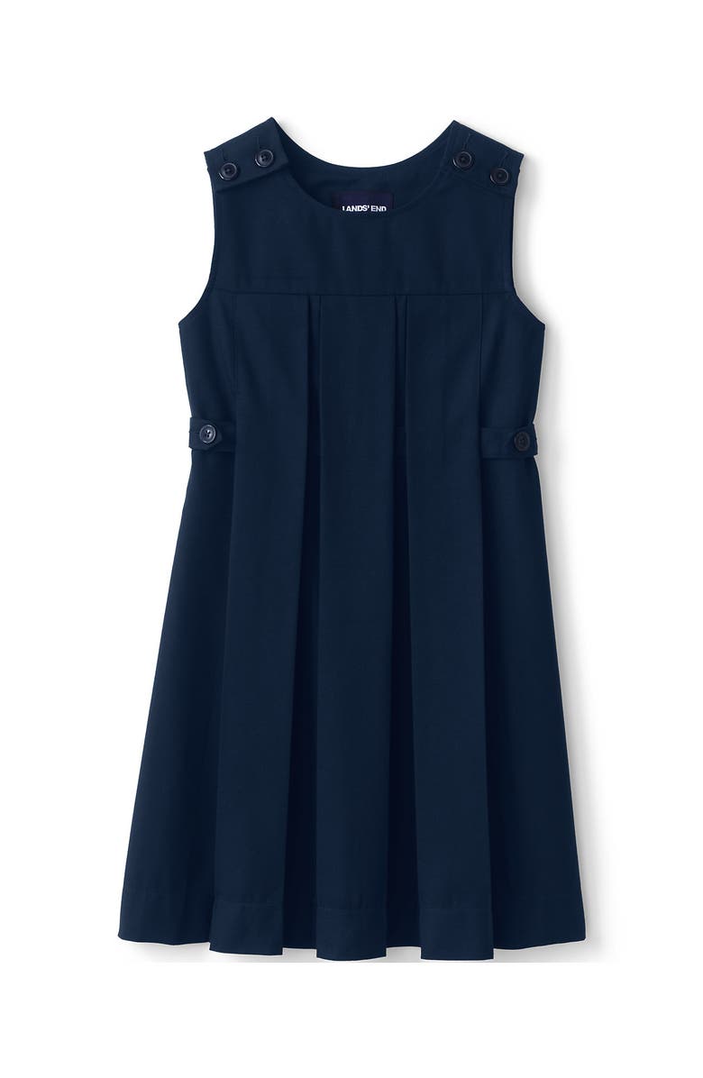 Lands' End Girls Solid Pleated Jumper, Main, color, Academic Classic Navy