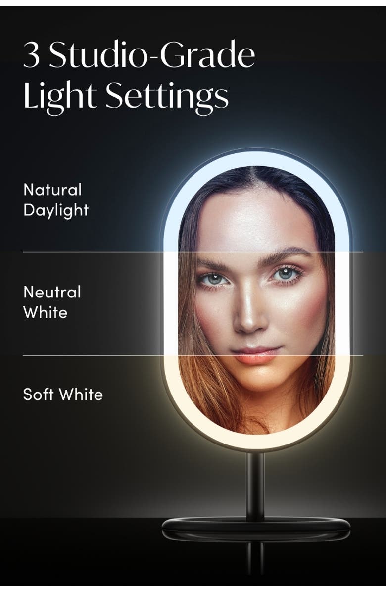 FANCII Vera Lighted Vanity Mirror, Alternate, color, Black