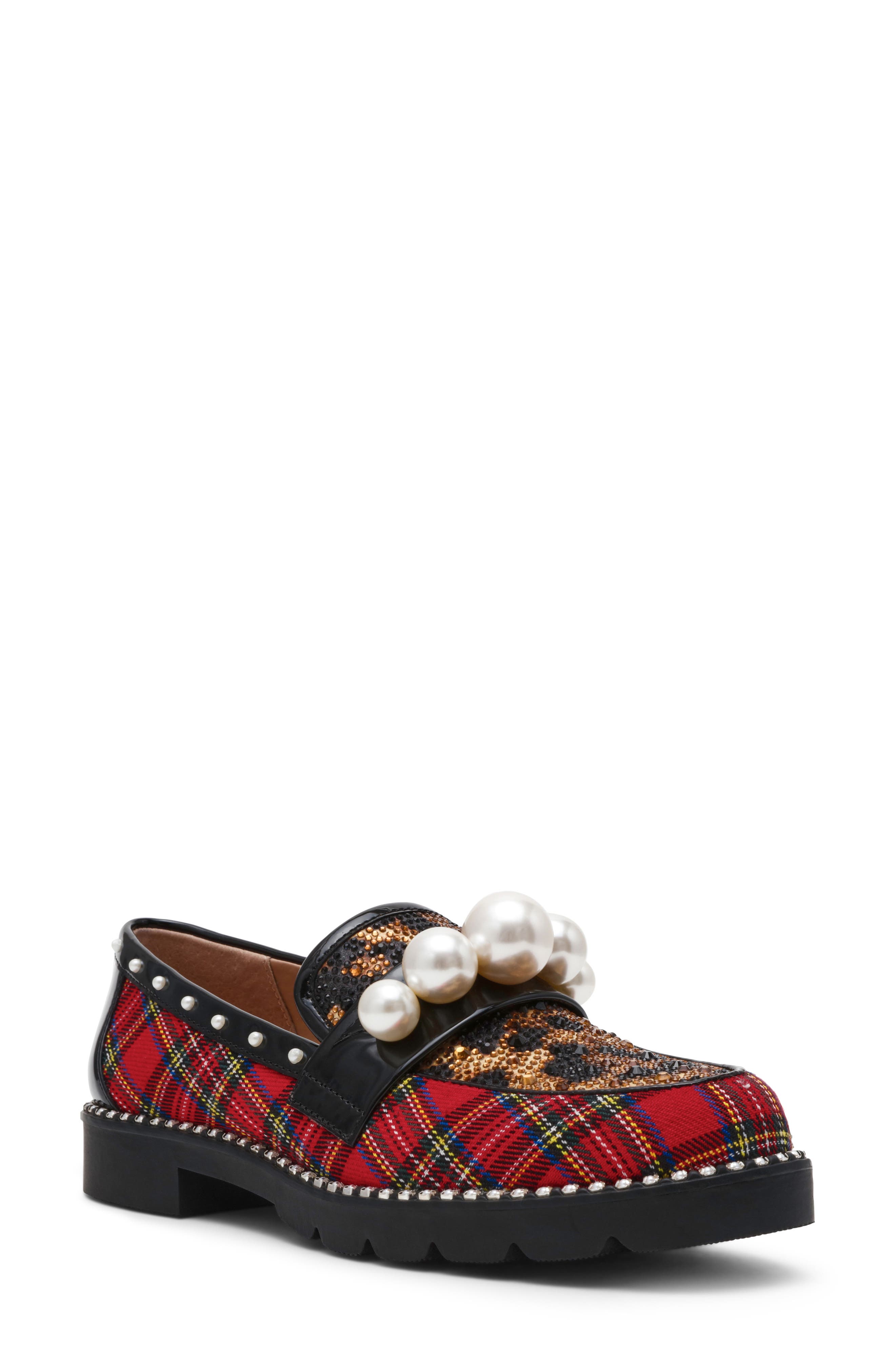 Betsey Johnson Harloe Loafer in Red Plaid 