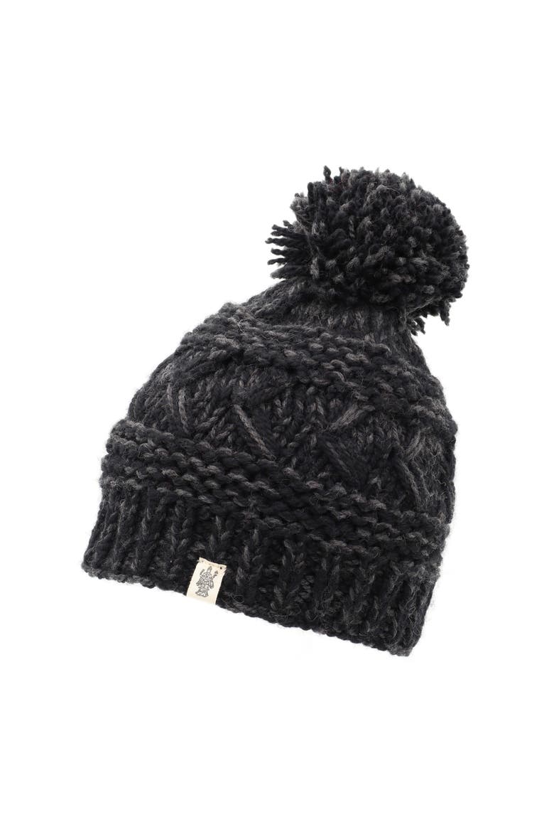 Reverse Cross Pom Pom Hat, Main, color, Black