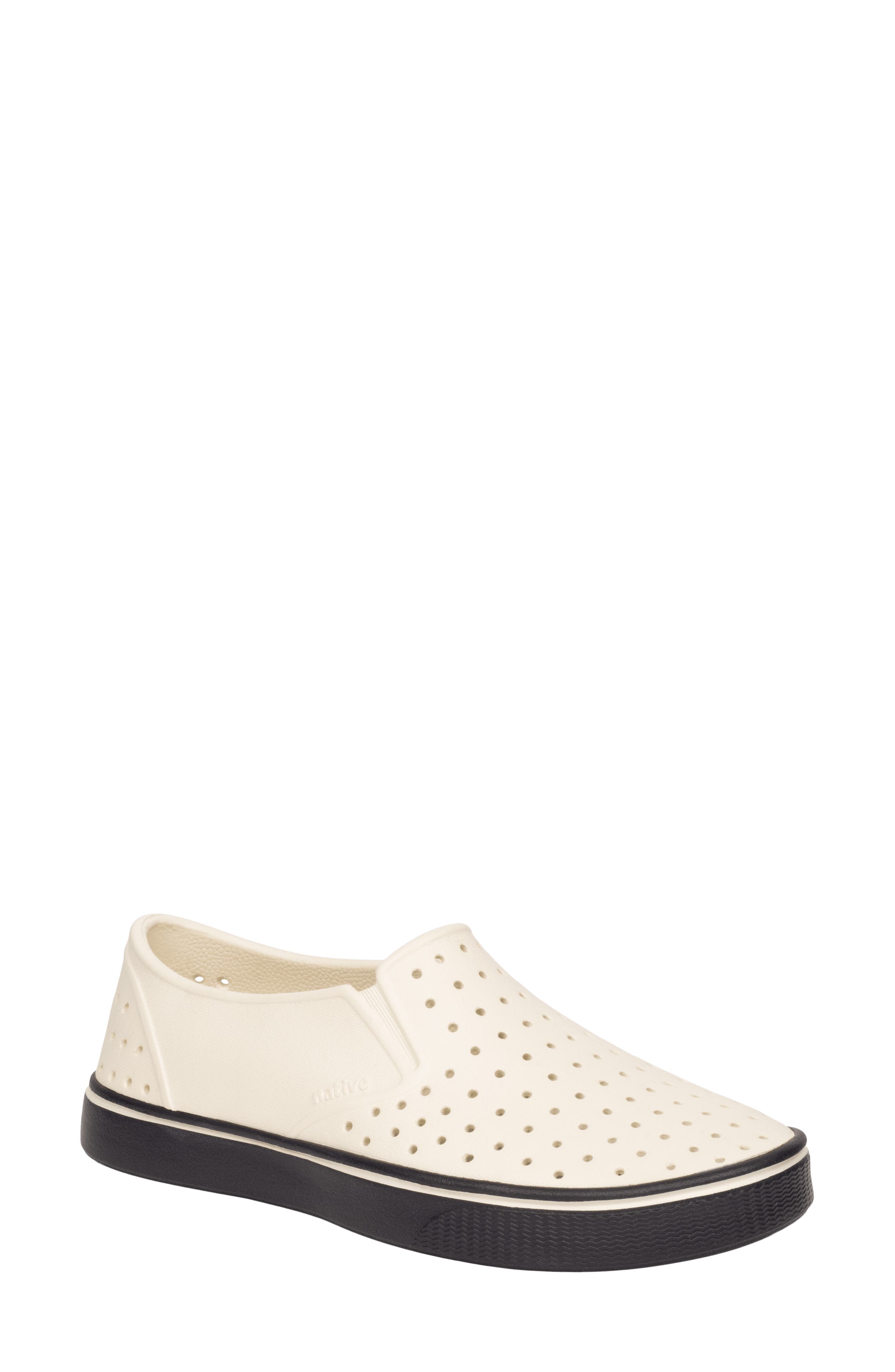 Miles Wanderfoam Slip On Shoe, Main, color, BONE WHITE/ JIFFY BLACK
