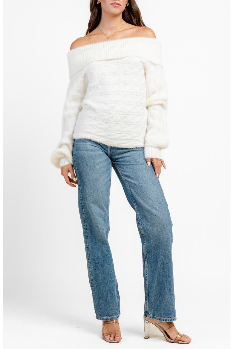 Oversize Off the Shoulder Sweater, Alternate, color, IVORY