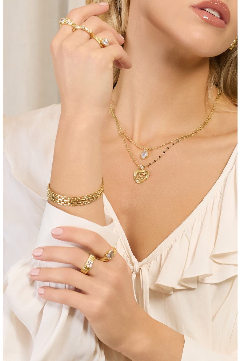 Modern Muse Tile Chain Bracelet, Alternate, color, GOLD