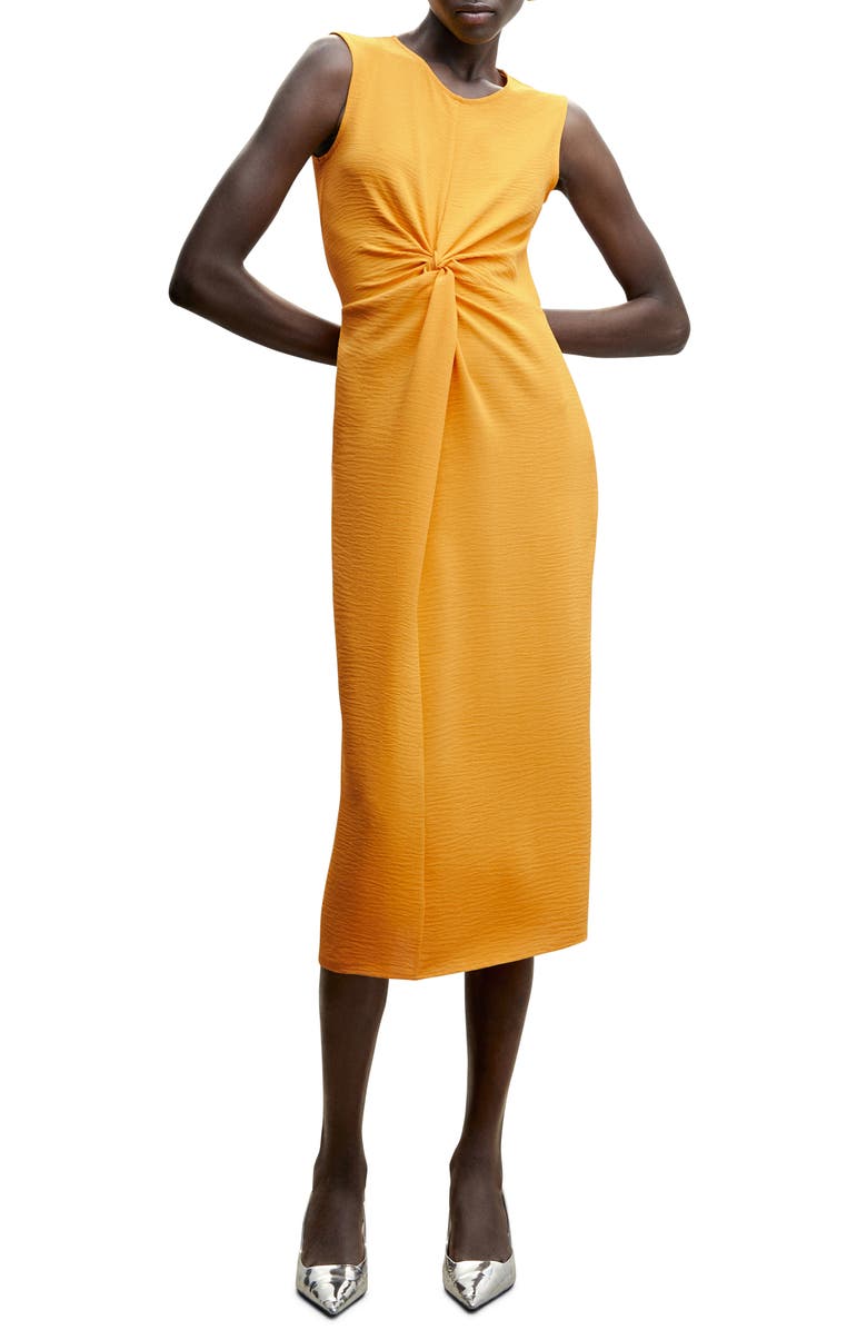 MANGO Textured Knotted Midi Dress, Main, color, 