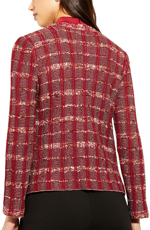 Misook Eyelash Tweed Knit Jacket In Red