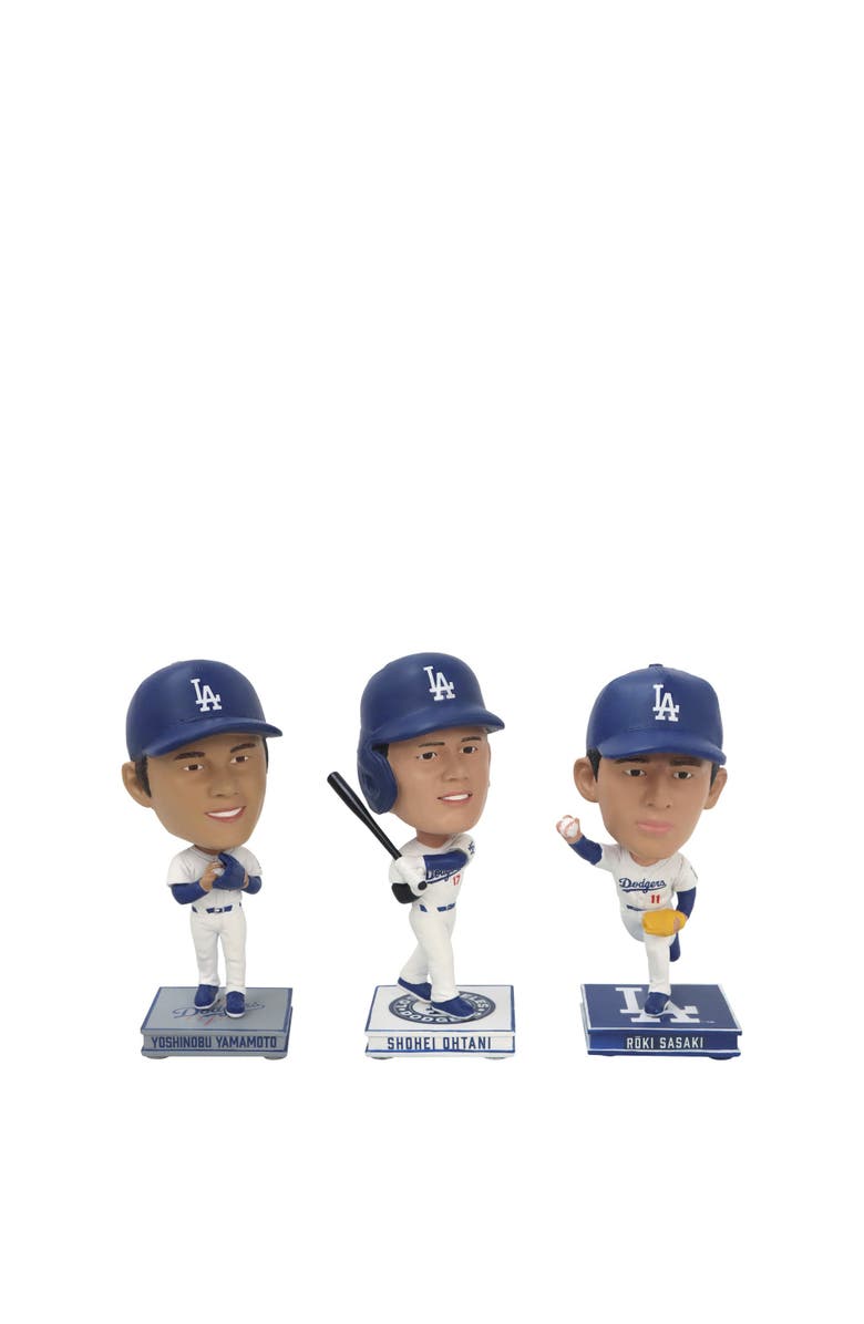 FOCO Ohtani / Sasaki / Yamamoto (LA Dodgers) Mini BigHead Bobblehead 3 Pack, Main, color, Multi-Color