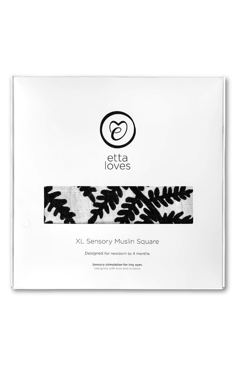 ETTA LOVES Fern Muslin XL Sensory Square, Alternate, color, Black And White