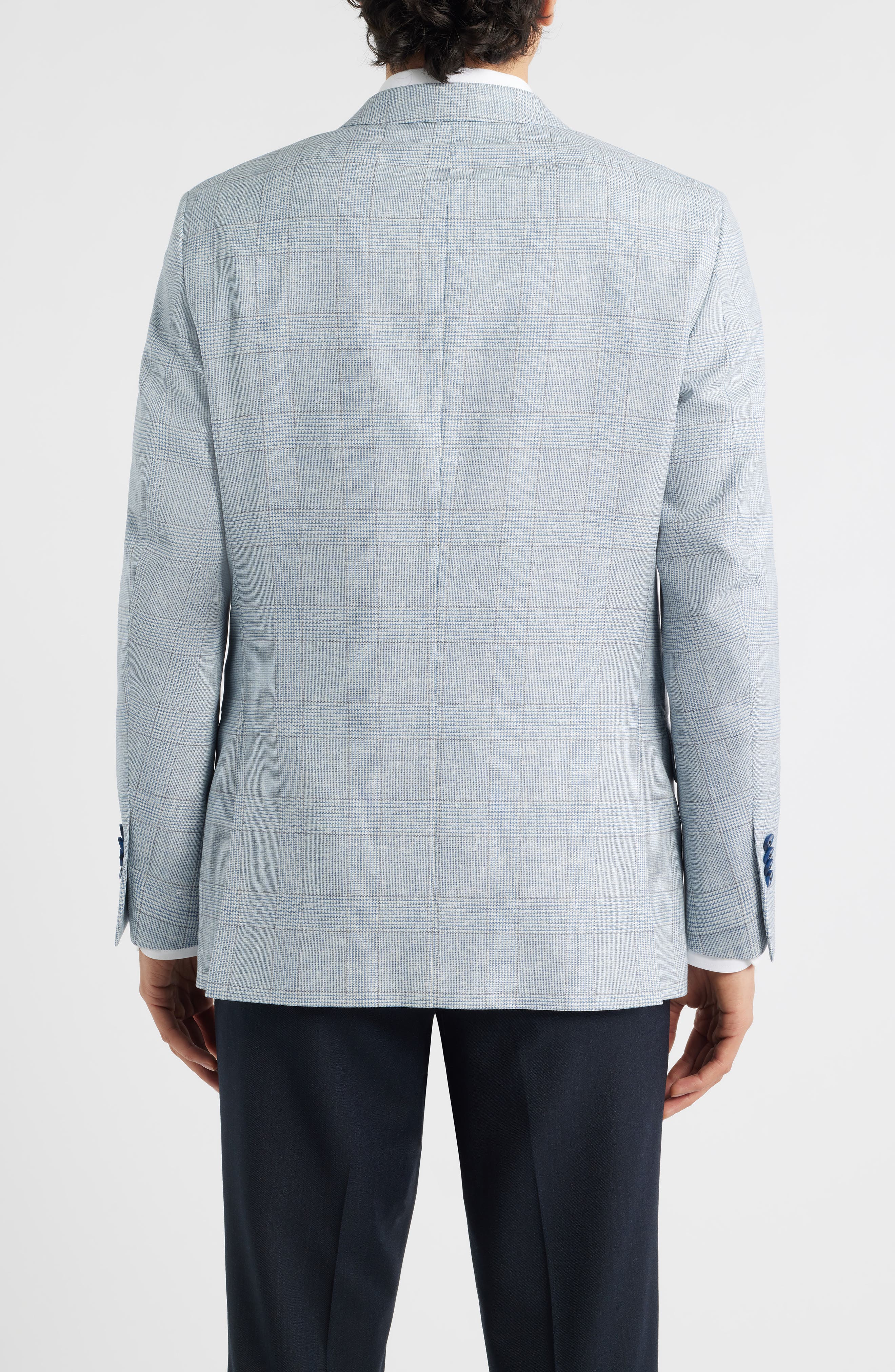Hartford Classic Fit Light Blue Glen Check Wool Sport Coat - image 2