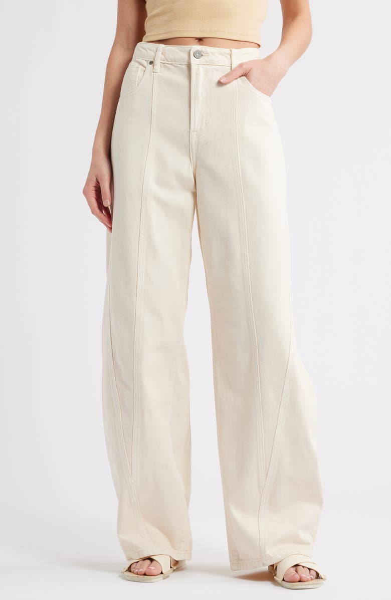 HIDDEN JEANS Seamed Barrel Leg Jeans, Main, color, Khaki