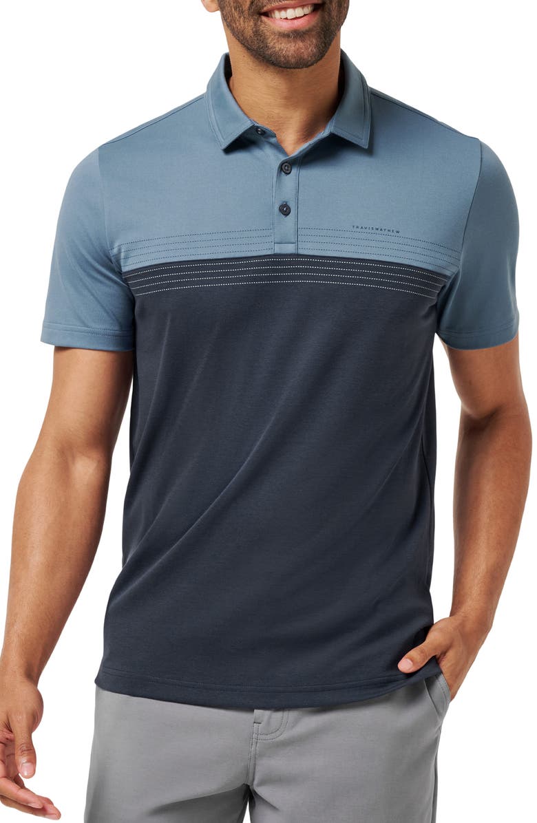 TravisMathew Chapter Flight Cotton Blend Polo, Main, color, Bering Sea