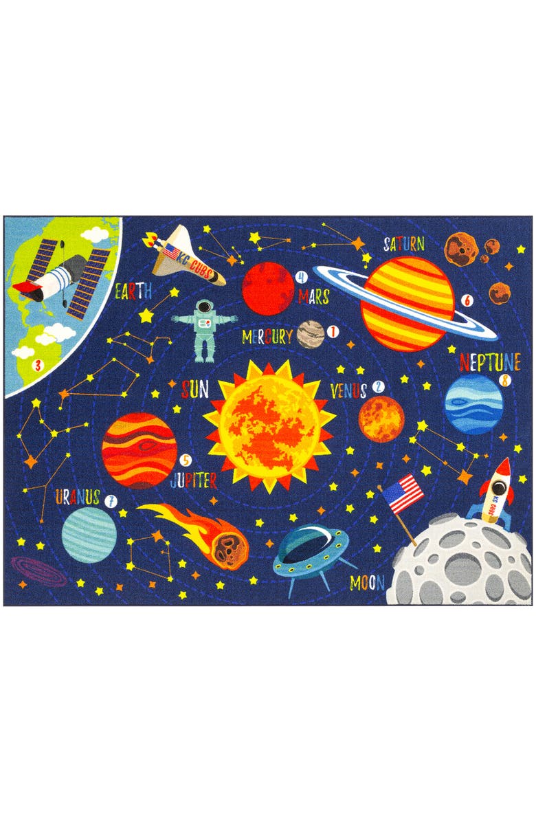 KC Cubs Educational Rug, Solar System Map, 5x7 Foot Playmat, Main, color, Multicolored