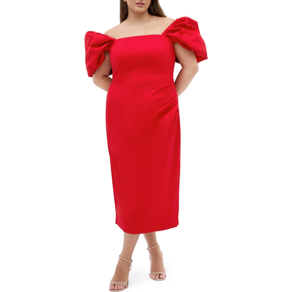 City Chic Elyse Puff Sleeve Sheath Dress