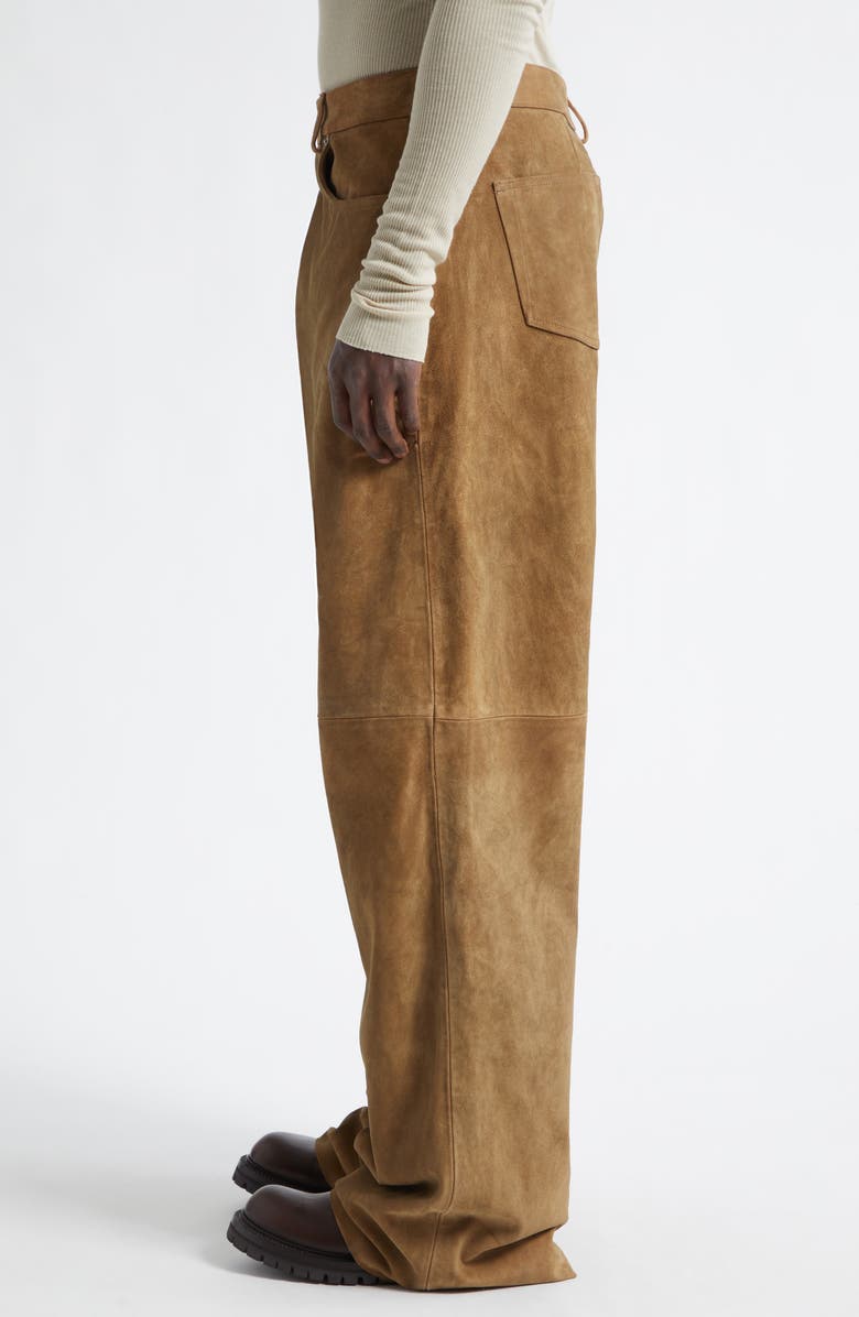 Rick Owens Geth Suede Wide Leg Pants, Alternate, color, Sumi Brown