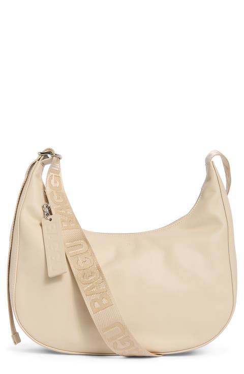 Medium Recycled Leather Crescent Shoulder Bag