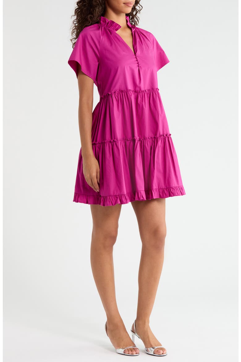 Pallas Tiered Cotton Poplin Minidress, Alternate, color, FUCHSIA