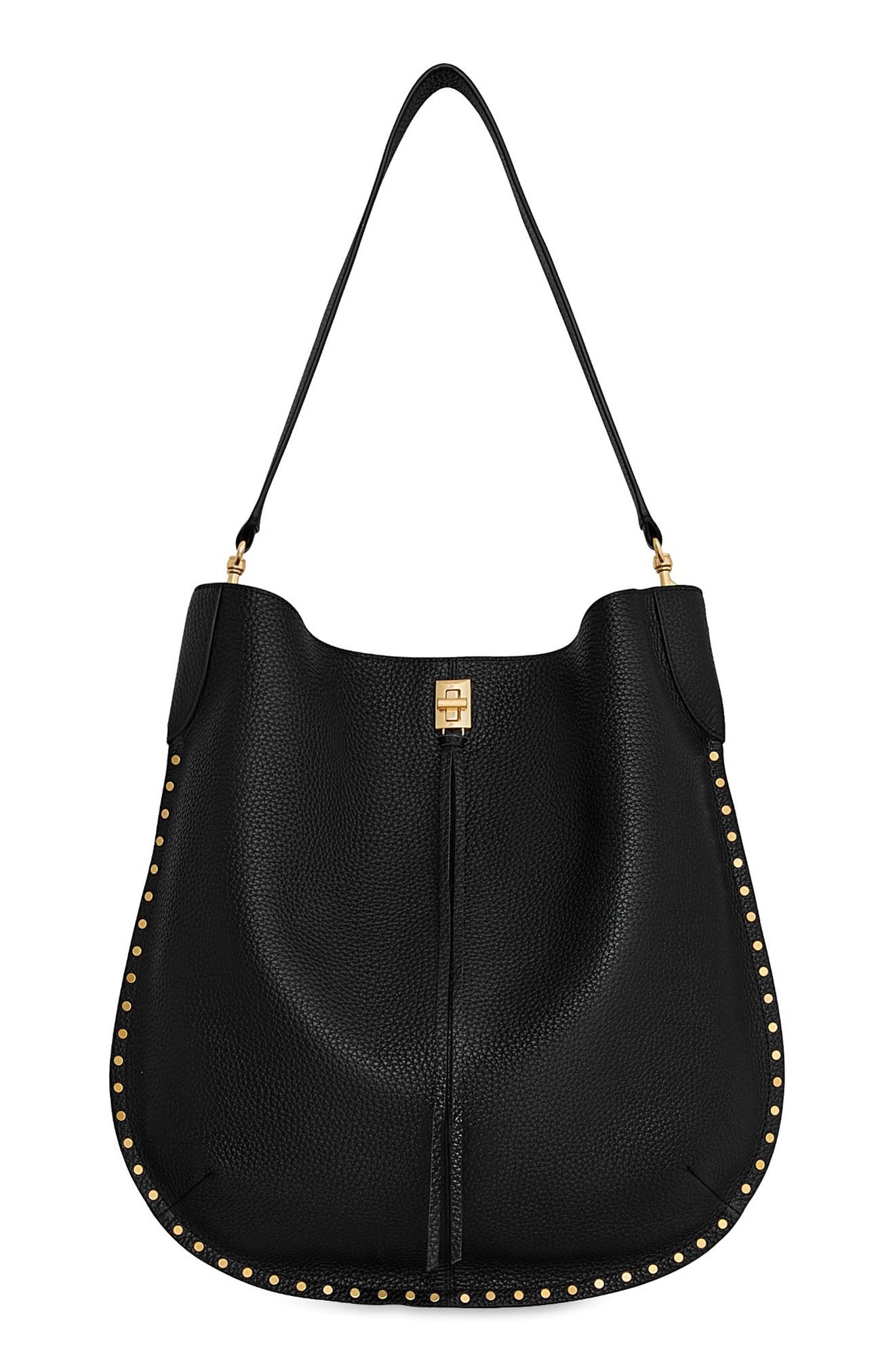 Rebecca Minkoff Darren Slim Pebble Leather Hobo, Main, color, Black