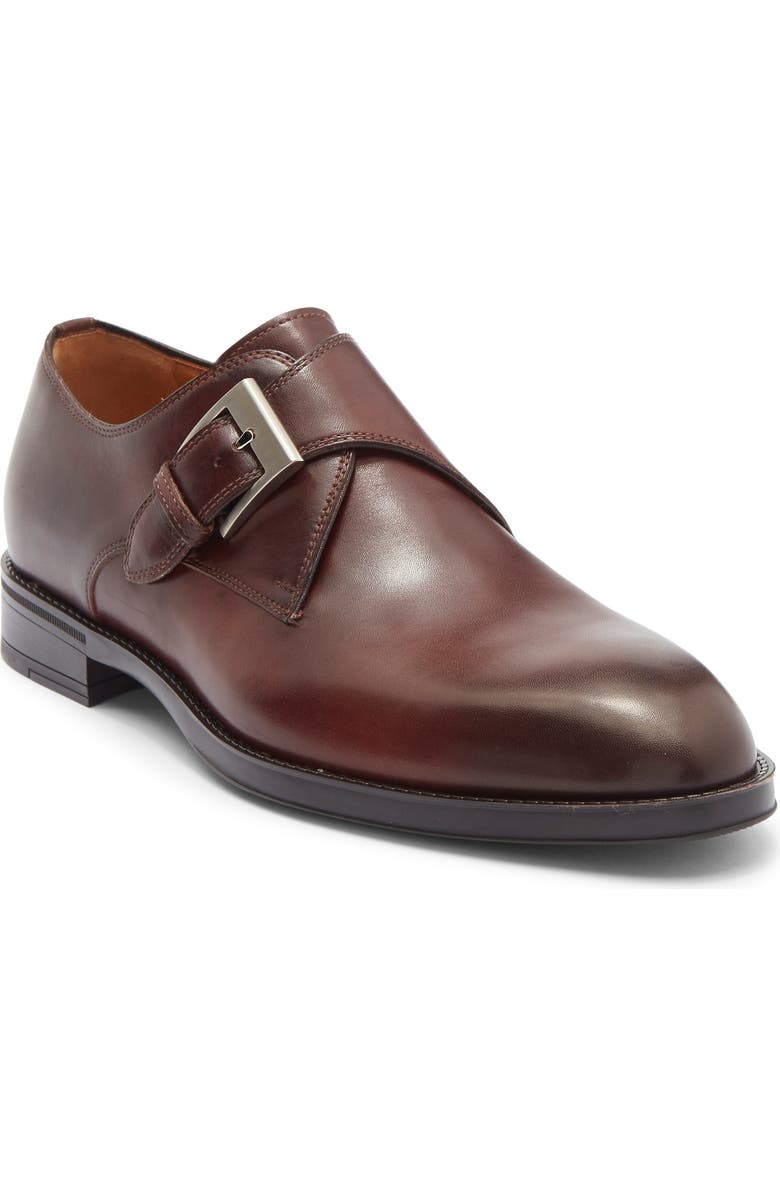 Magnanni Franklyn Monk Strap Shoe, Main, color, Mid Brown