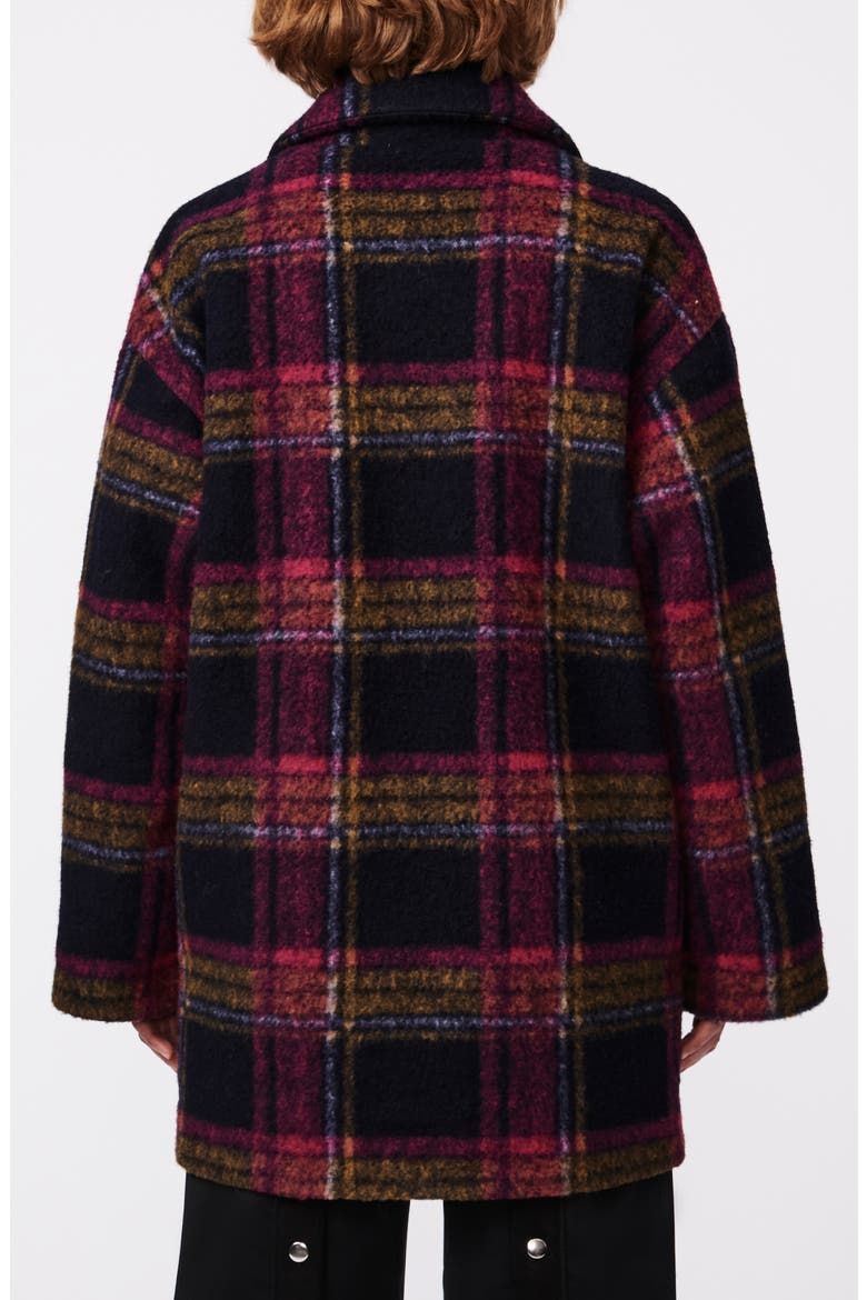 Plaid Notch Lapel Coat, Alternate, color, NAVY PINK CAMEL