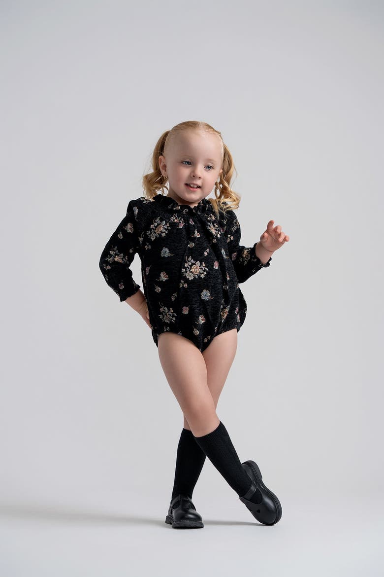 Floral Brocade Velvet Bubble, Alternate, color, Black