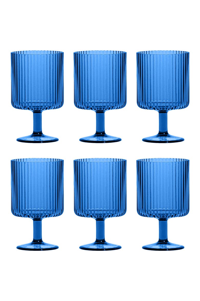 Set of 6 Shatterproof Mesa Stacking Goblets, Main, color, BLUE