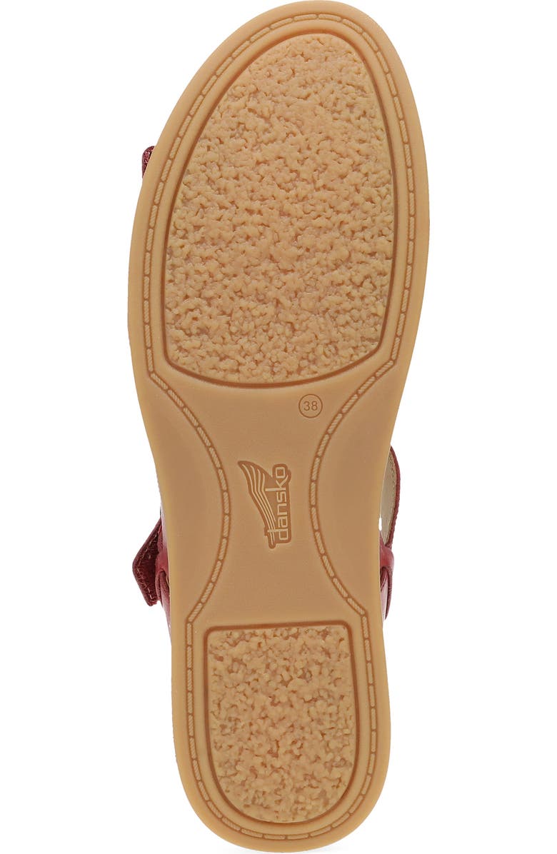 Dansko Candace Ankle Strap Wedge Sandal, Alternate, color, Red Burnished Nappa